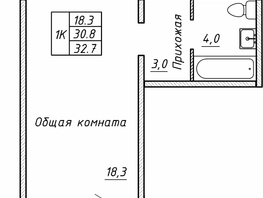 Продается 1-комнатная квартира ЖК Гренландия, Лес дом №5, 32.7 м², 4560000 рублей