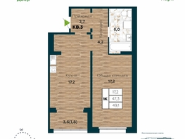 Продается 1-комнатная квартира ЖК Галактика, дом 5 Плутон, 49.1 м², 7650000 рублей