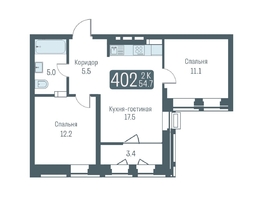 Продается 3-комнатная квартира ЖК Кварталы Немировича, 1 очередь, 53  м², 9870000 рублей