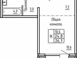 Продается 1-комнатная квартира ЖК Самоцветы, Бирюза дом 1, 26.7 м², 3520000 рублей