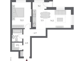 Продается 2-комнатная квартира ЖК ОСКАР, дом 2, 56.5 м², 10850000 рублей