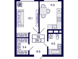 Продается 1-комнатная квартира ЖК Citatum (Цитатум), 39.2  м², 6600000 рублей