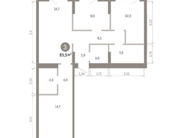 Продается 3-комнатная квартира ЖК Пшеница, 6.1, 85.48  м&sup2;, 12570000 рублей