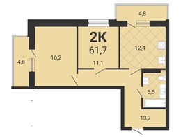 Продается 2-комнатная квартира ЖК Тетрис, корпус 1, 62  м², 9993750 рублей