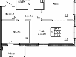 Продается 2-комнатная квартира ЖК Самоцветы, Бирюза дом 2, 58.7 м², 6790000 рублей