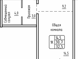 Продается 1-комнатная квартира ЖК Самоцветы, Бирюза дом 2, 32.5  м², 5725000 рублей