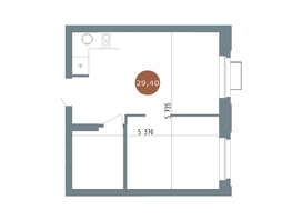 Продается 2-комнатная квартира ЖК 19/56 Кварталы Телецентра, сек 3, 29.28  м², 5990000 рублей