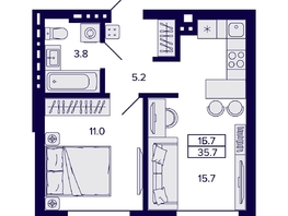 Продается 1-комнатная квартира ЖК Сподвижники, 35.7  м², 4800000 рублей
