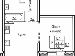 Продается 1-комнатная квартира ЖК Самоцветы, Бирюза дом 1, 34.1  м², 5188000 рублей