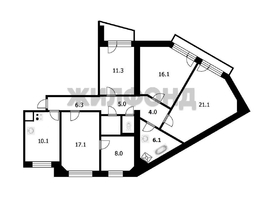 Продается 5-комнатная квартира Краснообск, 108.7  м², 9500000 рублей