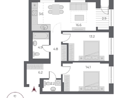 Продается 3-комнатная квартира ЖК ОСКАР, дом 1, 68.4  м², 13500000 рублей