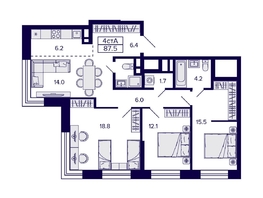 Продается 4-комнатная квартира ЖК Citatum (Цитатум), 87.5 м², 11400000 рублей