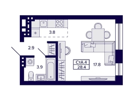 Продается Студия ЖК Сподвижники, 28.4 м², 5100000 рублей