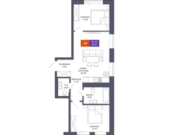 Продается 2-комнатная квартира ЖК Звезда, дом 2, 59.67  м&sup2;, 11695320 рублей