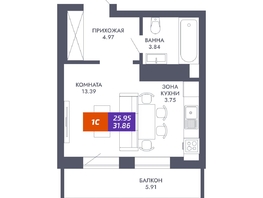 Продается Студия ЖК Звезда, дом 2, 25.95 м², 5501400 рублей