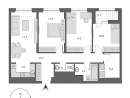 Продается 4-комнатная квартира ЖК Дом Нобель, 91.45  м², 22275000 рублей