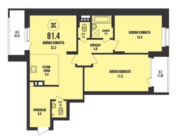 Продается 3-комнатная квартира ЖК Династия, дом 907, 81.4  м², 8300000 рублей