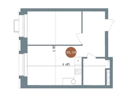 Продается 2-комнатная квартира ЖК 19/56 Кварталы Телецентра, сек 3, 38.38  м², 7210000 рублей