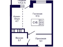 Продается Студия ЖК Новые Матрешки, дом 2 , 32.1  м², 4500000 рублей