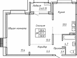 Продается 2-комнатная квартира ЖК Гренландия, Лес дом №5, 58.8  м², 6870000 рублей