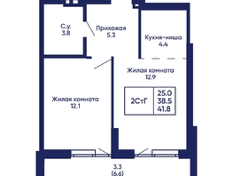Продается 2-комнатная квартира ЖК Gorizont (Горизонт), дом 2, 41.8 м², 6800000 рублей