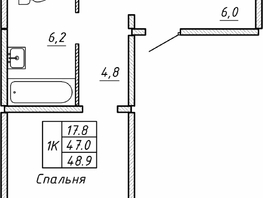 Продается 1-комнатная квартира ЖК Гренландия, Лес дом №5, 48.9  м², 5690000 рублей