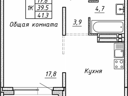 Продается 1-комнатная квартира ЖК Гренландия, Лес дом №5, 41.3  м², 5450000 рублей