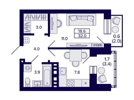 Продается 1-комнатная квартира ЖК Сподвижники, 32  м², 4850000 рублей
