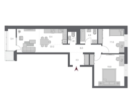 Продается 3-комнатная квартира ЖК Беринг, дом 3, 74.2  м², 12750000 рублей