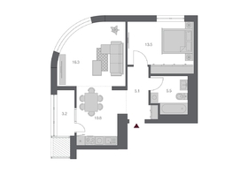 Продается 2-комнатная квартира ЖК Беринг, дом 3, 54.4 м², 10550000 рублей