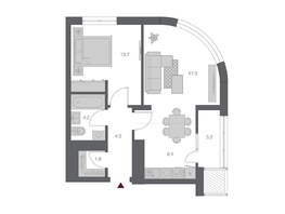 Продается 2-комнатная квартира ЖК Беринг, дом 3, 52.49 м², 11350000 рублей