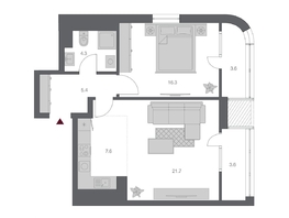 Продается 2-комнатная квартира ЖК Беринг, дом 3, 62.44 м², 13000000 рублей