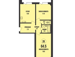 Продается 2-комнатная квартира ЖК Династия, дом 907, 64.5 м², 7000000 рублей