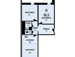 Продается 3-комнатная квартира ЖК Династия, дом 909, 65.3 м², 7200000 рублей