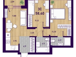 Продается 3-комнатная квартира ЖК Оптимисты, 58.4  м², 8600000 рублей