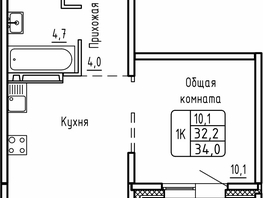 Продается 1-комнатная квартира ЖК Самоцветы, Бирюза дом 1, 34  м², 5100000 рублей
