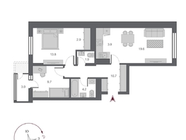 Продается 3-комнатная квартира ЖК Беринг, дом 2, 69.8  м², 13000000 рублей