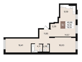 Продается 3-комнатная квартира ЖК Роза ветров, 79.19  м&sup2;, 10697000 рублей