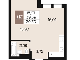 Продается 1-комнатная квартира ЖК Роза ветров, 39.39  м², 5477179 рублей