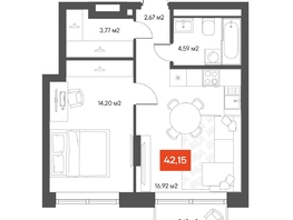 Продается 1-комнатная квартира  Квартал ЩА, 43.05  м², 8450000 рублей