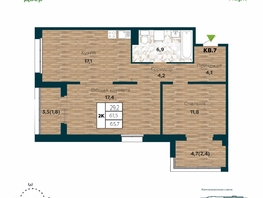 Продается 2-комнатная квартира ЖК Галактика, дом 5 Плутон, 65.7  м², 9000000 рублей