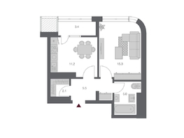 Продается 1-комнатная квартира ЖК Беринг, дом 3, 42.56  м², 7725000 рублей