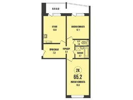Продается 2-комнатная квартира ЖК Династия, дом 911, 65.2  м&sup2;, 8000000 рублей