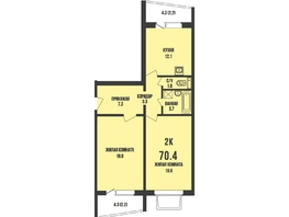 Продается 2-комнатная квартира ЖК Династия, дом 911, 70.4  м&sup2;, 8660000 рублей