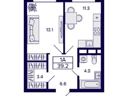 Продается 1-комнатная квартира ЖК Цитатум, 37.8  м&sup2;, 6800000 рублей