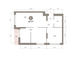 Продается 2-комнатная квартира ЖК Лебедевский квартал, дом 1, 60.7  м&sup2;, 9550000 рублей