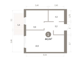 Продается 1-комнатная квартира ЖК Пшеница, дом 5.2, 44.36  м&sup2;, 6000000 рублей
