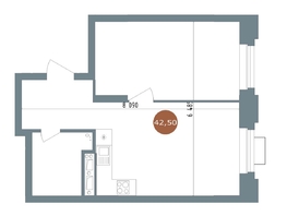 Продается 1-комнатная квартира ЖК 19/56 Кварталы Телецентра, сек 2, 42.8  м&sup2;, 7290000 рублей