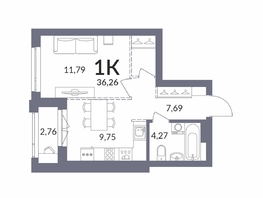 Продается 1-комнатная квартира ЖК Горская Лагуна, корпус 2, 36.26  м&sup2;, 8103000 рублей