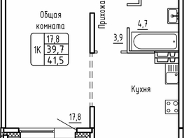 Продается 1-комнатная квартира ЖК Самоцветы, Бирюза дом 1, 41.5  м&sup2;, 5550807 рублей